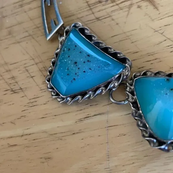 💰Artisan made SS 925 Druzy necklace twisted bezel